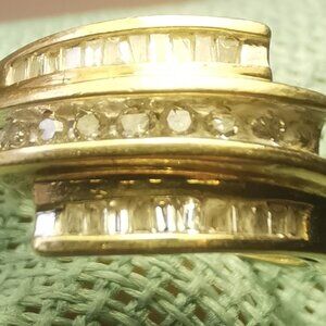 10K Yellow Gold 0.50ctw Diamond Waterfall Wave Ring Size 4.5 Circa 1990